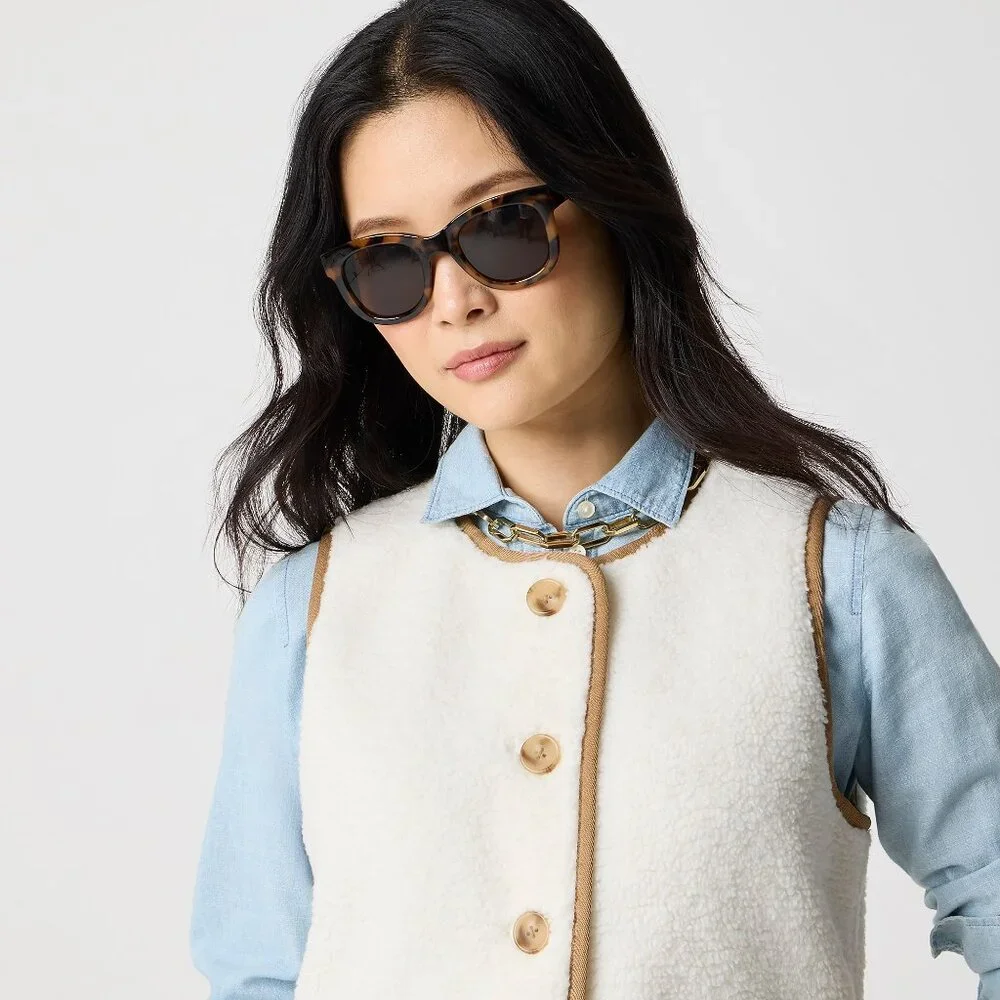 NWT J.Crew Factory Sherpa Welt-pocket Vest - Picture 3 of 4